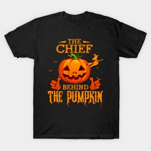 Mens The CHEF Behind The Pumpkin T shirt Funny Halloween T Shirt_CHIEF T-Shirt